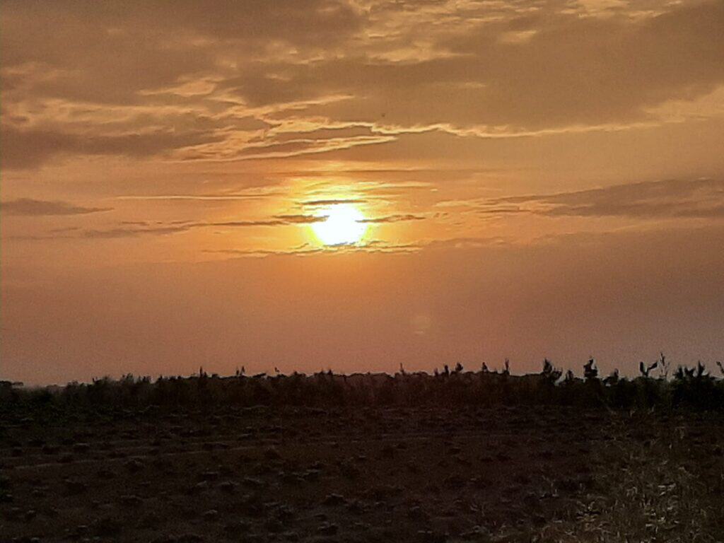 Zonsondergang boven het Haspengouwse landschap