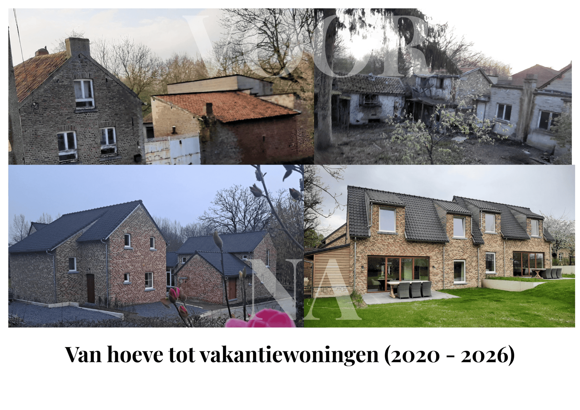 Van hoeve tot vakantiewoningen, voor en na de renovatie